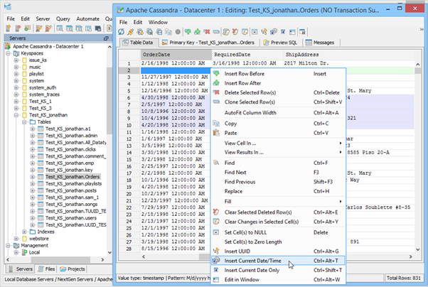 Screenshot showing Apache Cassandra Client Project